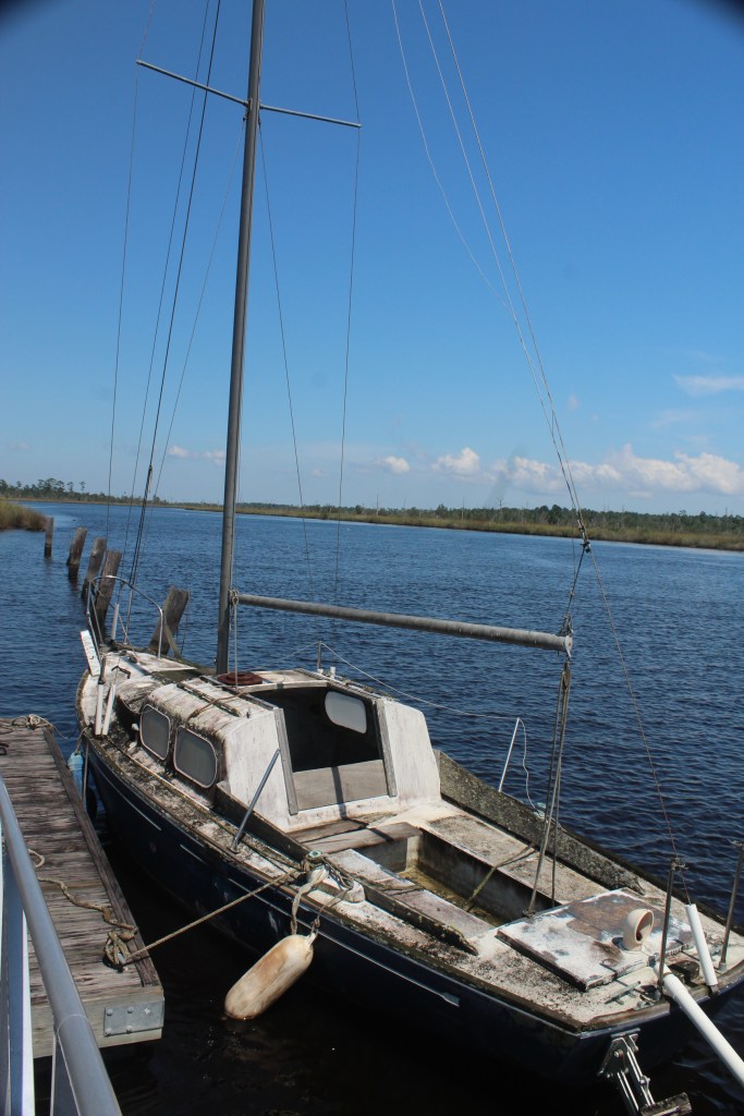 Sailboat abandoned sailing Florida Georgia Saint Mary's River