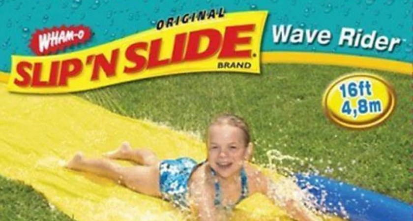 Slip and slide kids backyard fun water toy